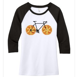 Pizza Bicycle  Women's Tri-Blend 3/4-Sleeve Raglan Shirt