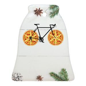 Pizza Bicycle  Ceramic Bell Ornament