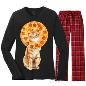 Pizza Cat Women's Long Sleeve Flannel Pajama Set 