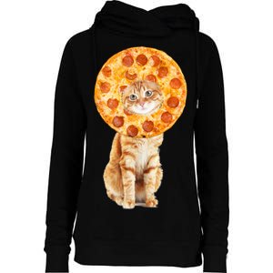 Pizza Cat Womens Funnel Neck Pullover Hood