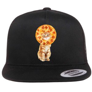 Pizza Cat Flat Bill Trucker Hat