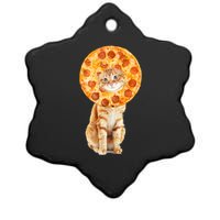 Pizza Cat Ceramic Star Ornament