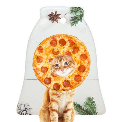 Pizza Cat Ceramic Bell Ornament