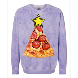 Pizza Christmas Tree Star Colorblast Crewneck Sweatshirt