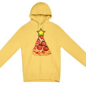 Pizza Christmas Tree Star Premium Pullover Hoodie