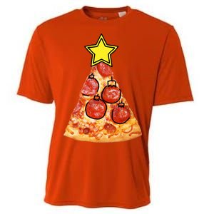 Pizza Christmas Tree Star Cooling Performance Crew T-Shirt