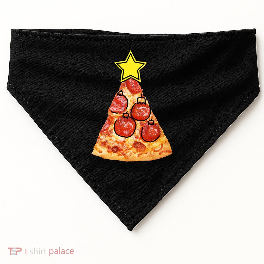 Pizza Christmas Tree Star USA-Made Doggie Bandana