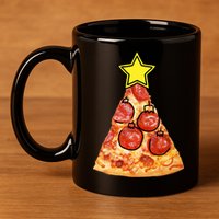 Pizza Christmas Tree Star 11oz C Handle Ceramic Mug