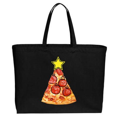 Pizza Christmas Tree Star Cotton Canvas Jumbo Tote