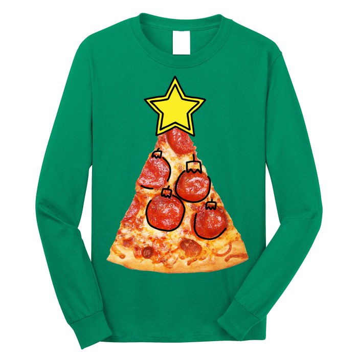 Pizza Christmas Tree Star Long Sleeve Shirt