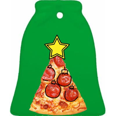 Pizza Christmas Tree Star Ceramic Bell Ornament