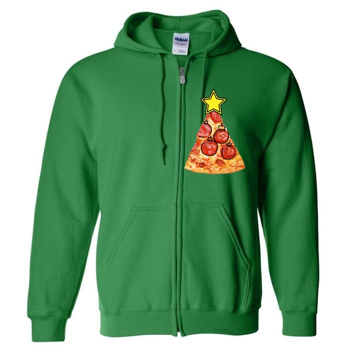 Pizza Christmas Tree Star Full Zip Hoodie