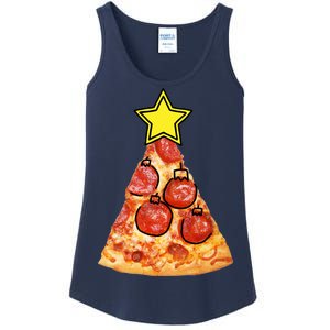 Pizza Christmas Tree Star Ladies Essential Tank