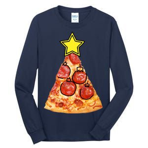 Pizza Christmas Tree Star Tall Long Sleeve T-Shirt