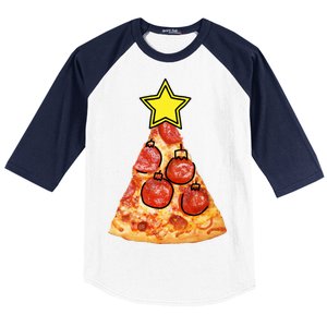 Pizza Christmas Tree Star Baseball Sleeve Shirt