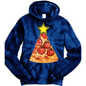 Pizza Christmas Tree Star Tie Dye Hoodie