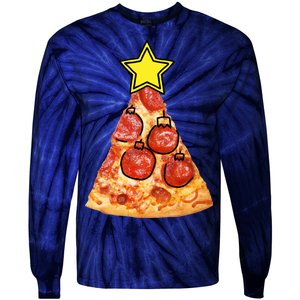 Pizza Christmas Tree Star Tie-Dye Long Sleeve Shirt