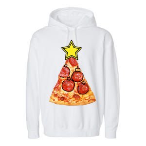 Pizza Christmas Tree Star Garment-Dyed Fleece Hoodie