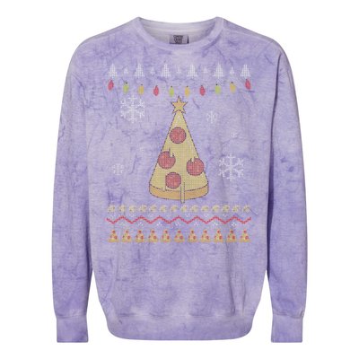 Pizza Christmas Tree Ugly Colorblast Crewneck Sweatshirt