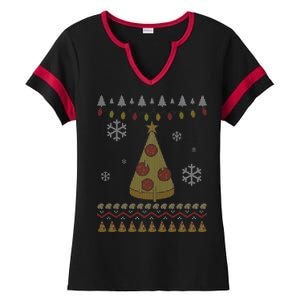 Pizza Christmas Tree Ugly Ladies Halftime Notch Neck Tee