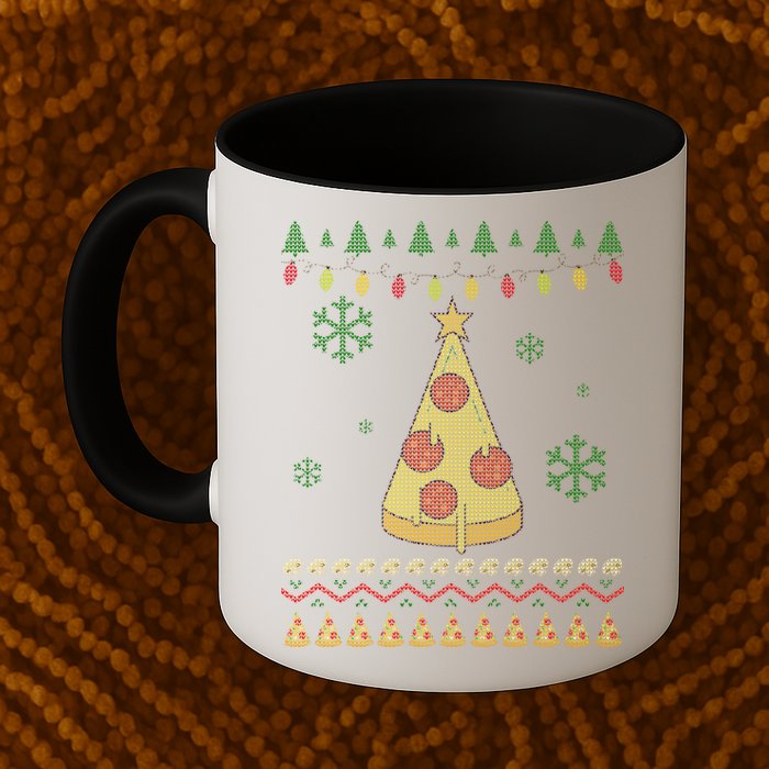 Pizza Christmas Tree Ugly Mug