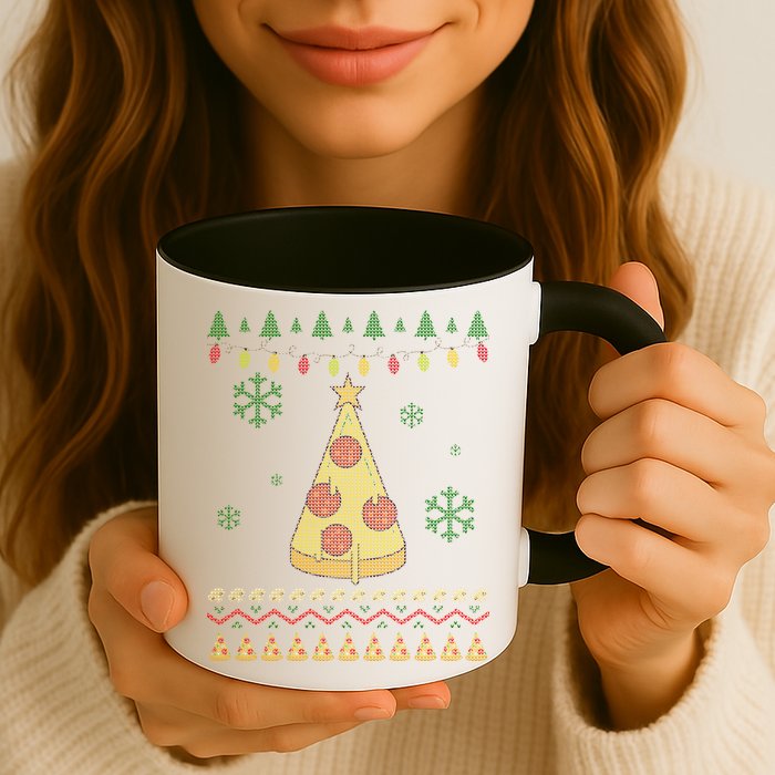 Pizza Christmas Tree Ugly Mug