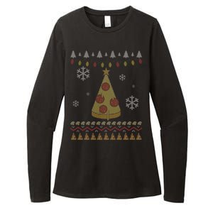 Pizza Christmas Tree Ugly Womens CVC Long Sleeve Shirt