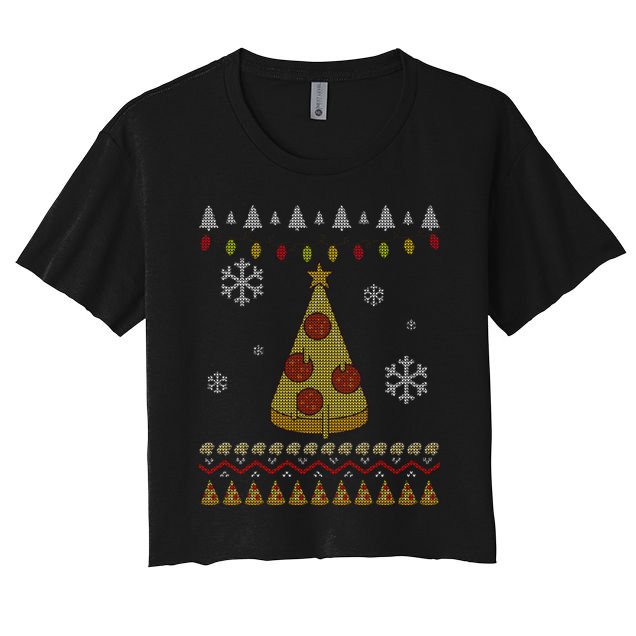 Pizza Christmas Tree Ugly Crop Top