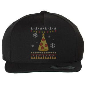 Pizza Christmas Tree Ugly Wool Snapback Cap