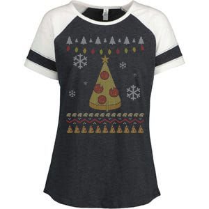 Pizza Christmas Tree Ugly Enza Ladies Jersey Colorblock Tee