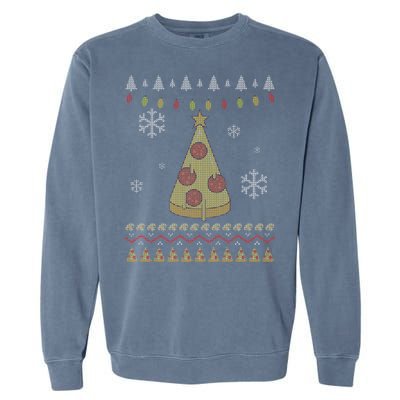 Pizza Christmas Tree Ugly Garment-Dyed Sweatshirt