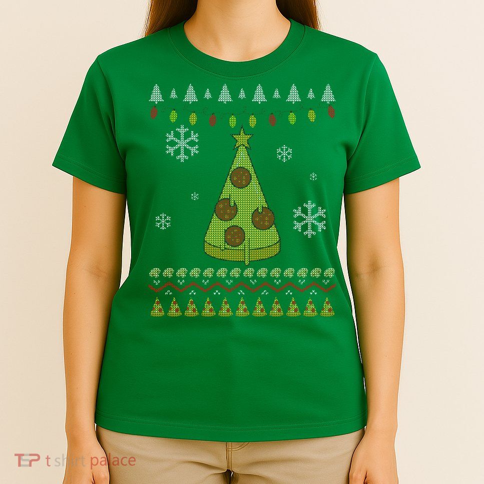 Pizza Christmas Tree Ugly T-Shirt