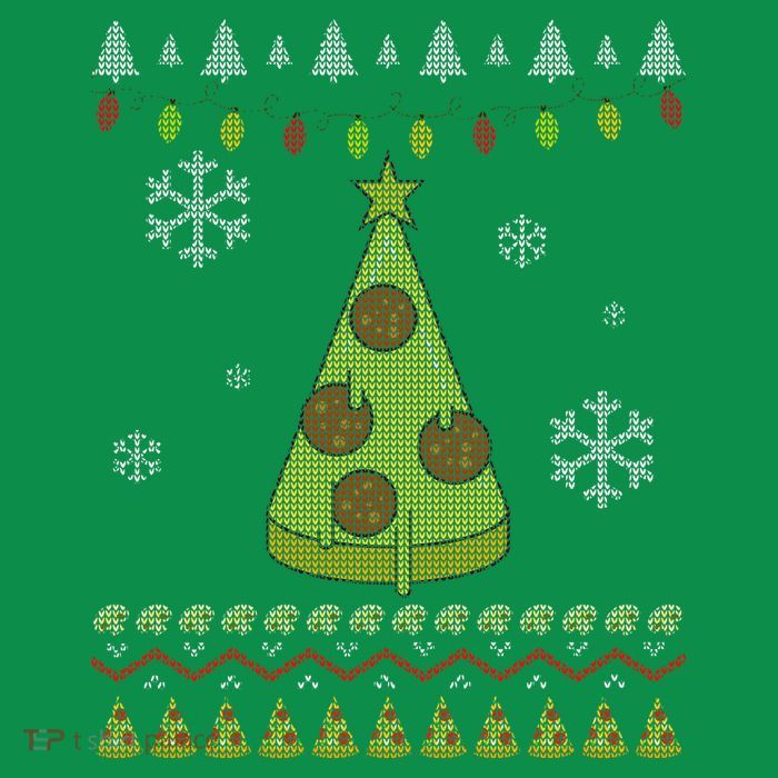 Pizza Christmas Tree Ugly Button