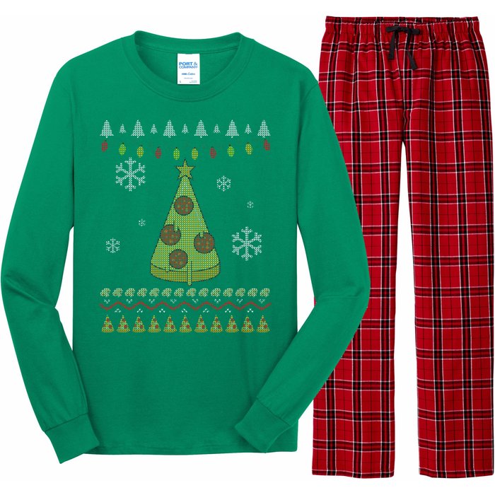 Pizza Christmas Tree Ugly Long Sleeve Pajama Set