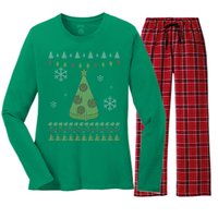 Pizza Christmas Tree Ugly Women's Long Sleeve Flannel Pajama Set 