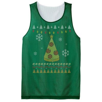 Pizza Christmas Tree Ugly Mesh Reversible Basketball Jersey Tank