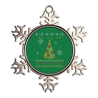 Pizza Christmas Tree Ugly Metallic Star Ornament