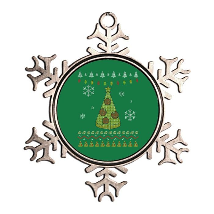 Pizza Christmas Tree Ugly Metallic Star Ornament