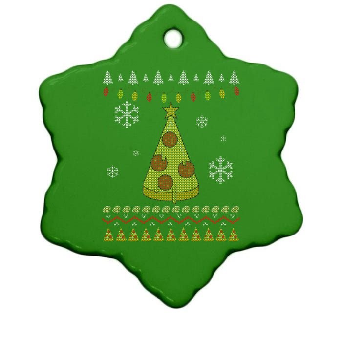 Pizza Christmas Tree Ugly Ceramic Star Ornament