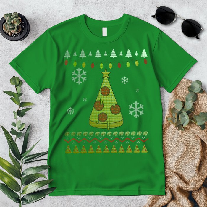 Pizza Christmas Tree Ugly Premium T-Shirt