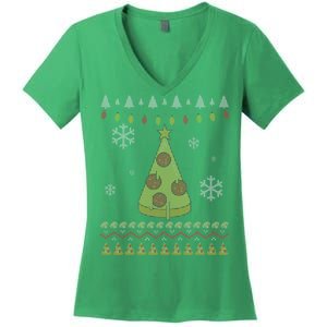 Pizza Christmas Tree Ugly Women's V-Neck T-Shirt