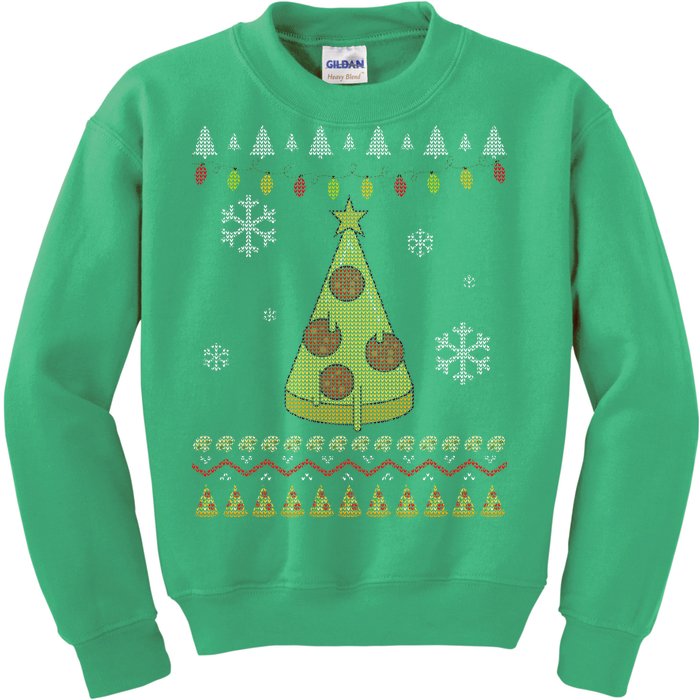 Pizza Christmas Tree Ugly Kids Sweatshirt