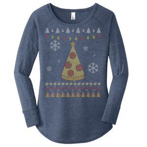 Pizza Christmas Tree Ugly Women's Perfect Tri Tunic Long Sleeve Shirt