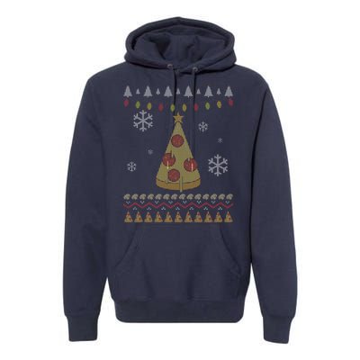 Pizza Christmas Tree Ugly Premium Hoodie