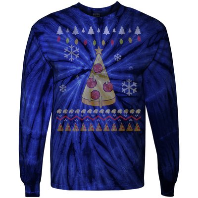 Pizza Christmas Tree Ugly Tie-Dye Long Sleeve Shirt