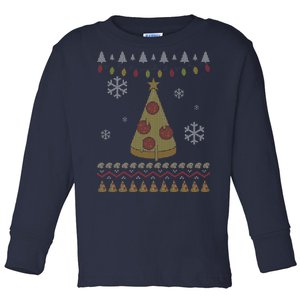 Pizza Christmas Tree Ugly Toddler Long Sleeve Shirt