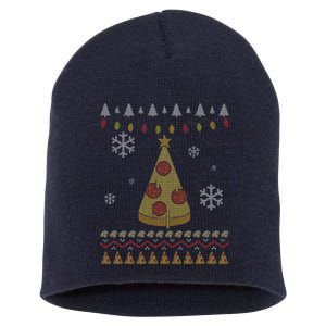 Pizza Christmas Tree Ugly Short Acrylic Beanie