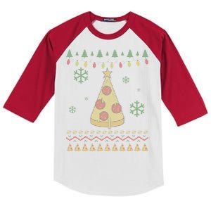 Pizza Christmas Tree Ugly Kids Colorblock Raglan Jersey