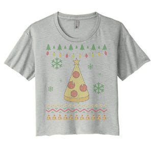 Pizza Christmas Tree Ugly Women's Crop Top Tee