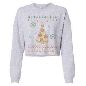 Pizza Christmas Tree Ugly Cropped Pullover Crew